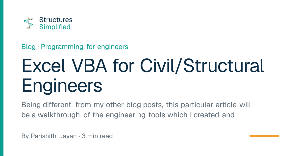 Excel VBA for Civil/Structural Engineers · Structures Simplified